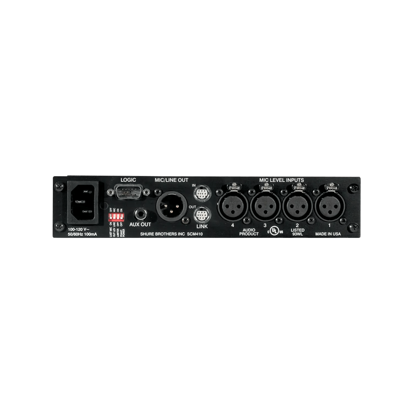Shure SCM410 Professional 4-Channel Automatic Microphone Mixer for Enhanced Audio Clarity