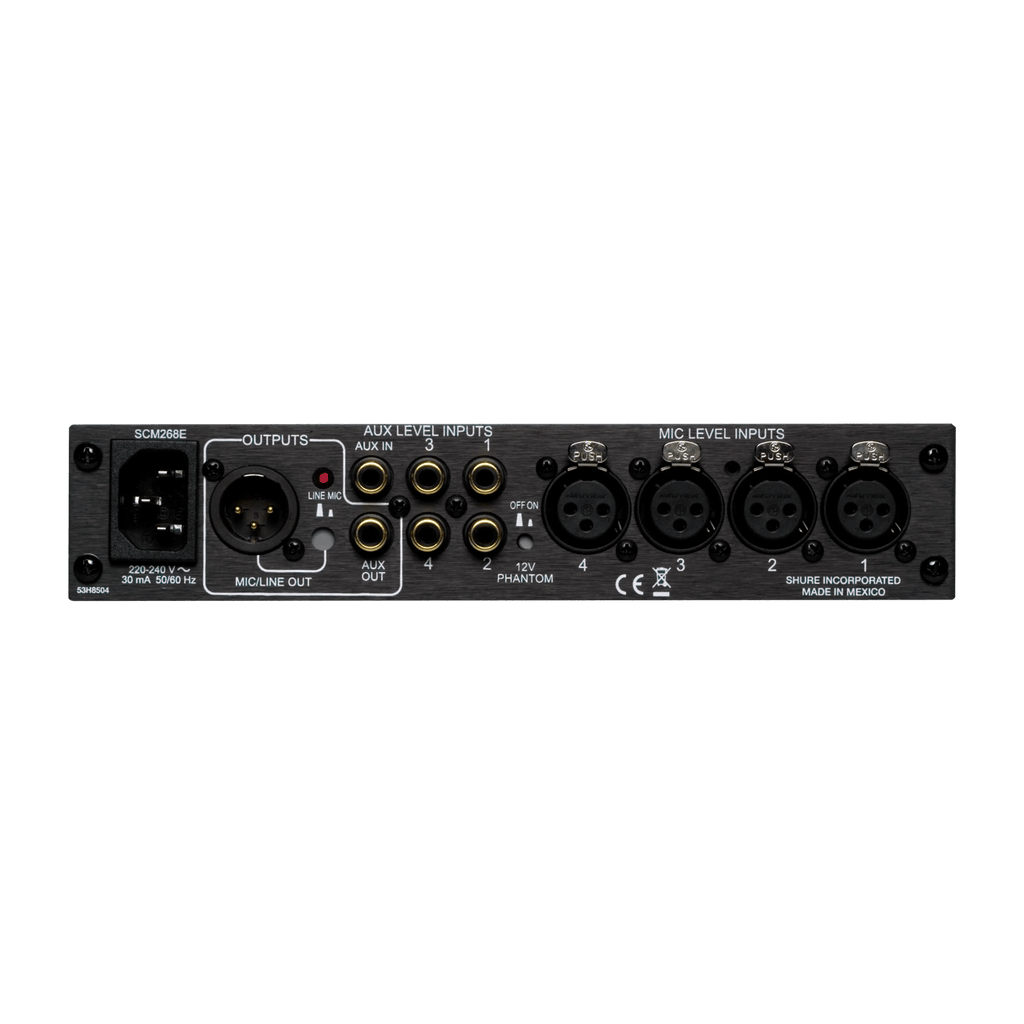 Shure SCM268 Professional 4-Channel Microphone Mixer with Phantom Power & Low-Cut Filter