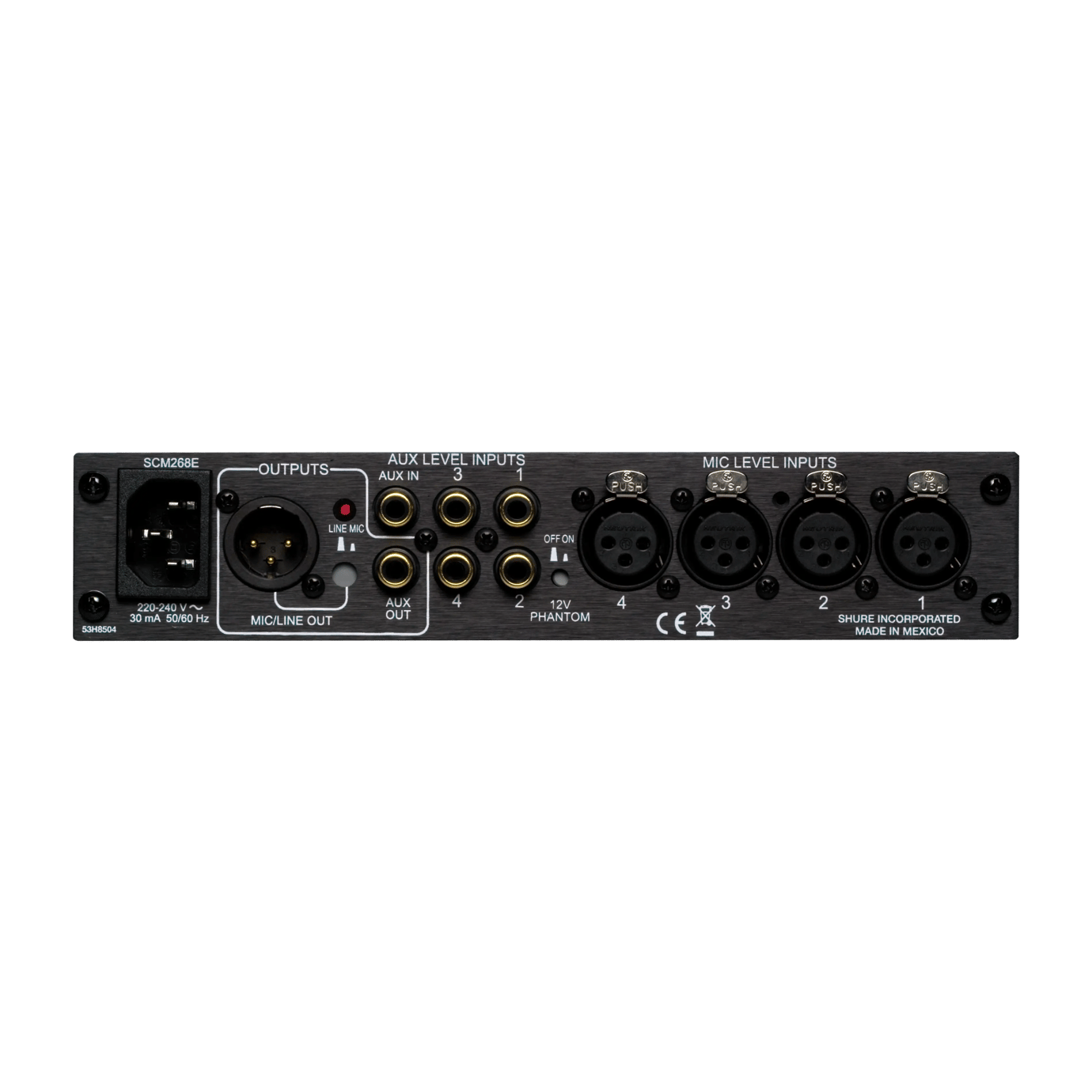 Shure SCM268 Professional 4-Channel Microphone Mixer with Phantom Power & Low-Cut Filter