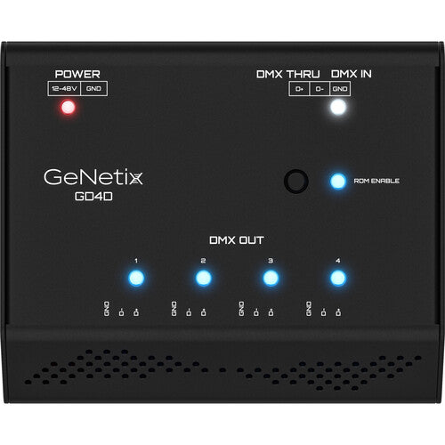 GeNetix GD4D 4-Port DIN Rail Mountable RDM DMX Splitter