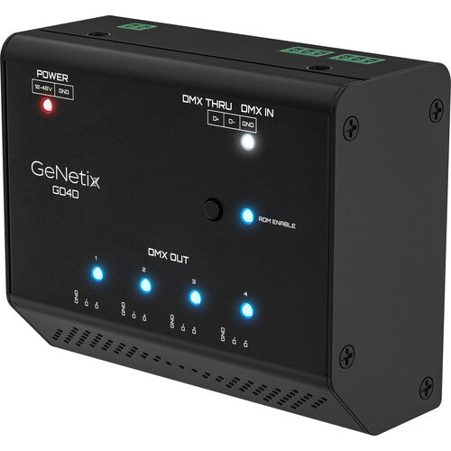 GeNetix GD4D 4-Port DIN Rail Mountable RDM DMX Splitter