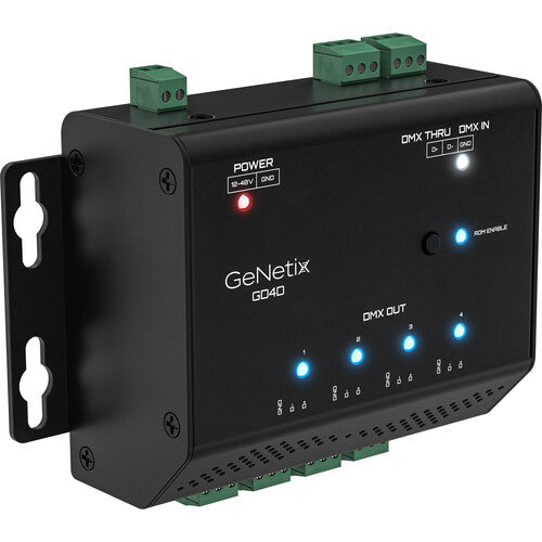 GeNetix GD4D 4-Port DIN Rail Mountable RDM DMX Splitter