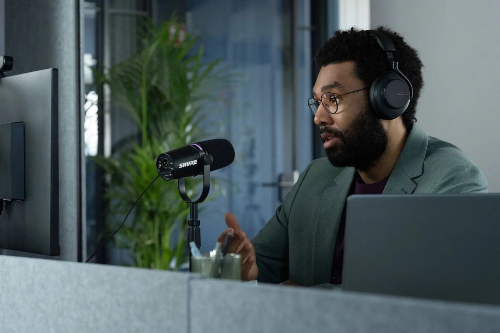 Shure MV7+ Hybrid USB/XLR Podcast Microphone with Customizable LED Panel