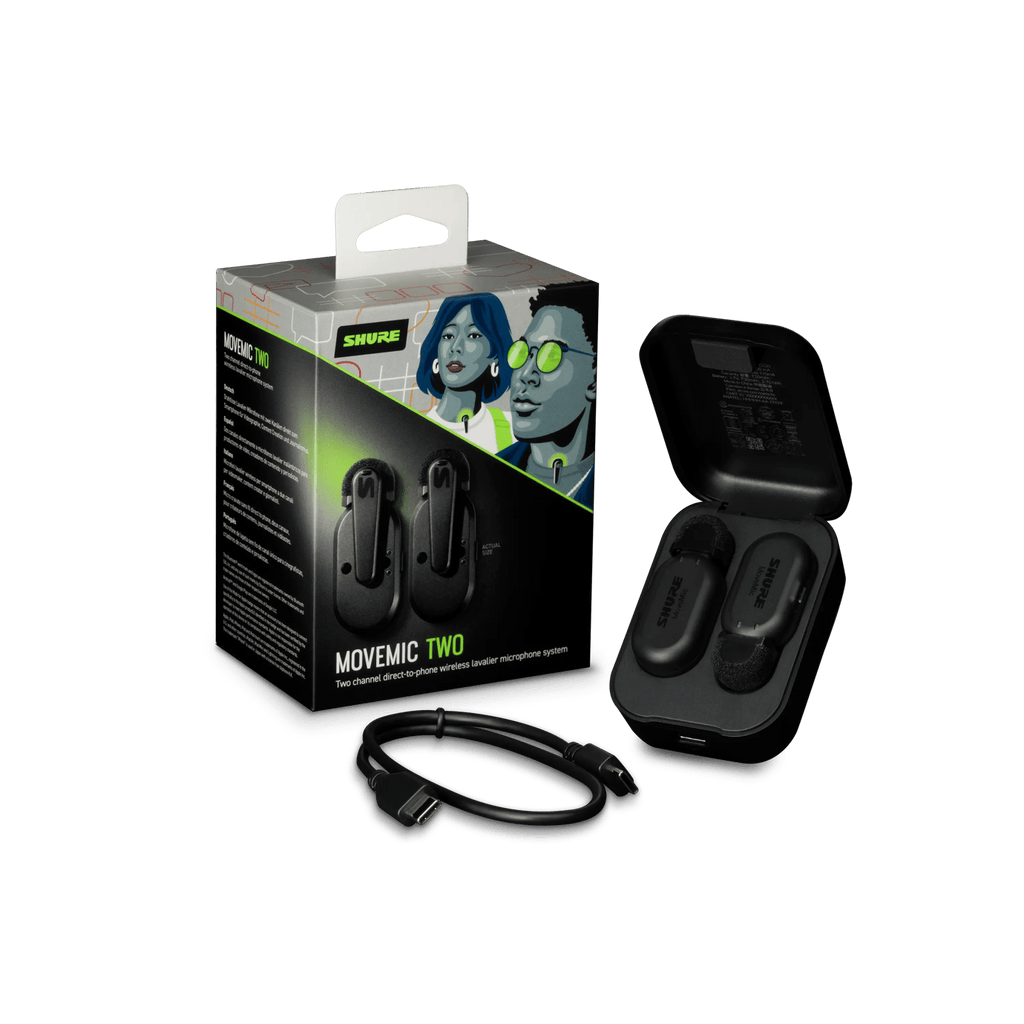 Shure MoveMic Two Dual-Channel Wireless Lavalier Microphones for Mobile Creators