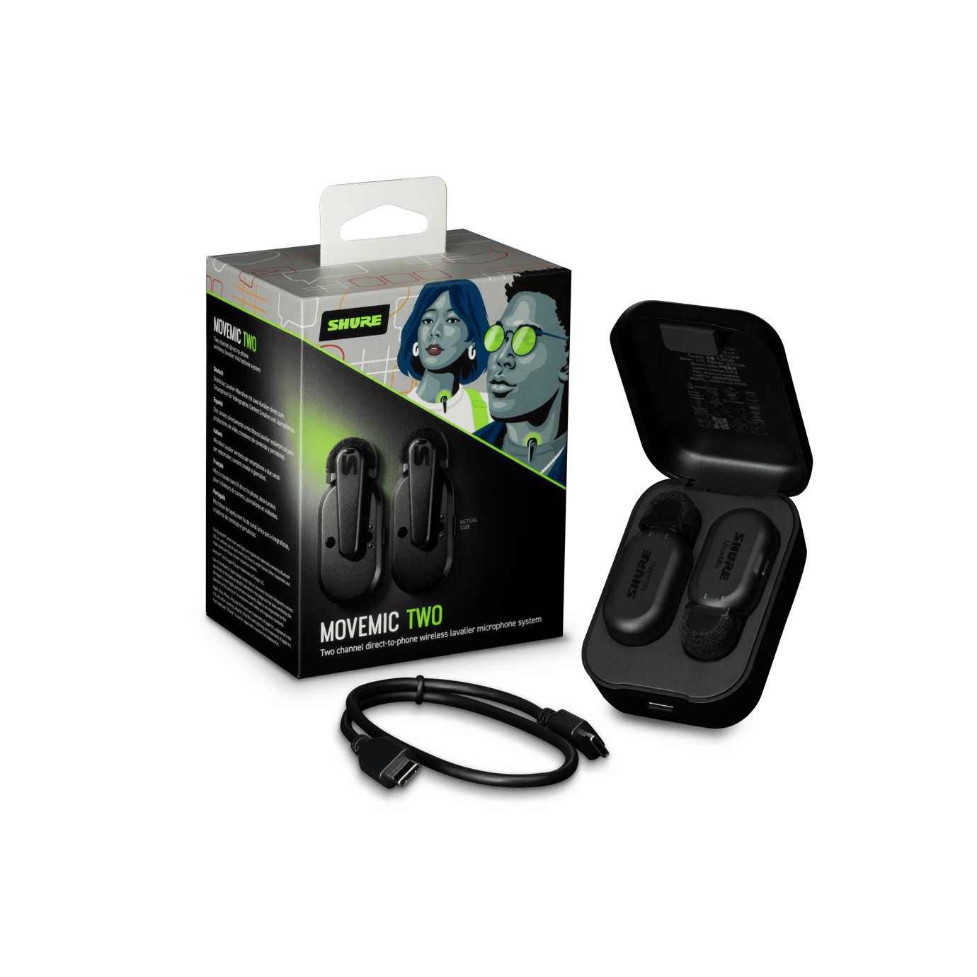 Shure MoveMic Two Dual-Channel Wireless Lavalier Microphones for Mobile Creators