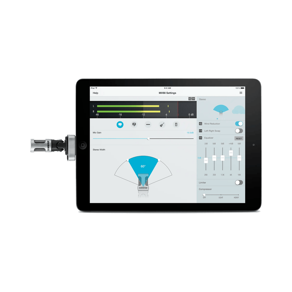 Shure MV88 (2015) iOS Digital Stereo Condenser Microphone for iPhone iPad