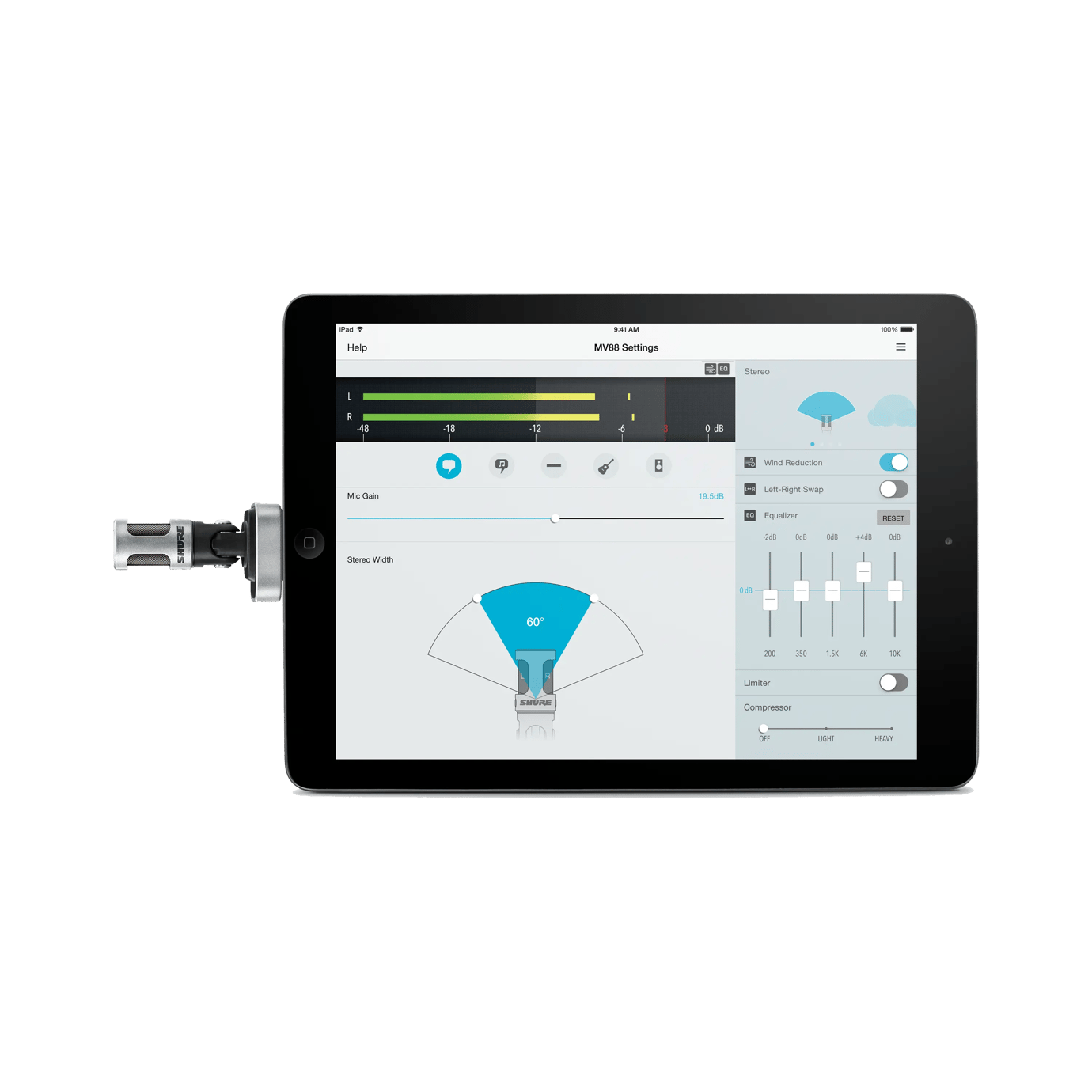 Shure MV88 (2015) iOS Digital Stereo Condenser Microphone for iPhone iPad