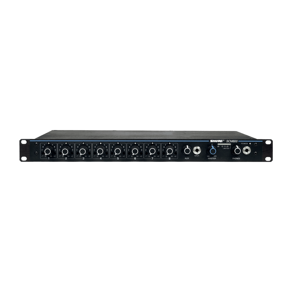 Shure SCM800 Professional Eight-Channel Microphone Mixer: Advanced EQ, Phantom Power, Limiter