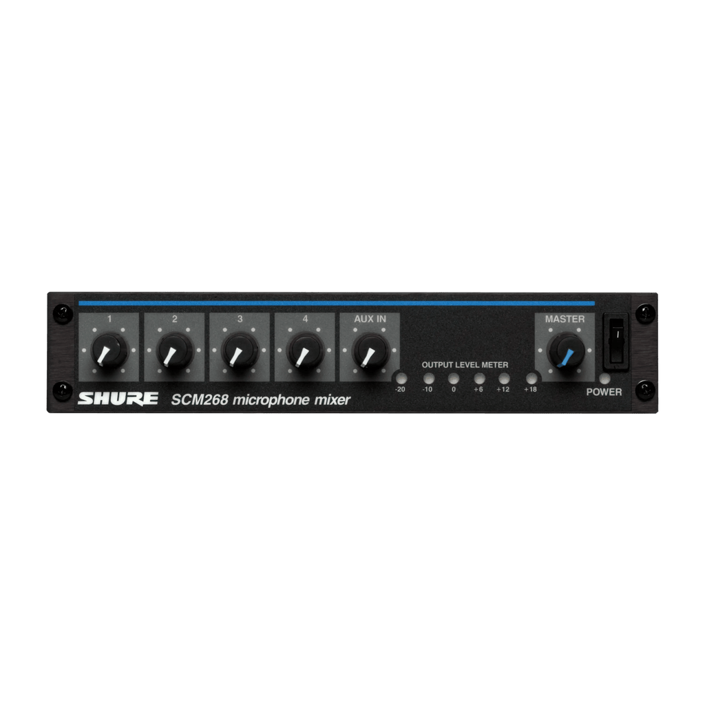 Shure SCM268 Professional 4-Channel Microphone Mixer with Phantom Power & Low-Cut Filter