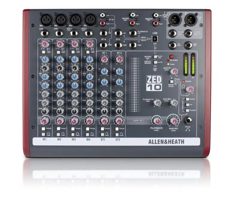 Allen & Heath ZED-10 Compact Mixer with USB Audio, Hi-Z Inputs