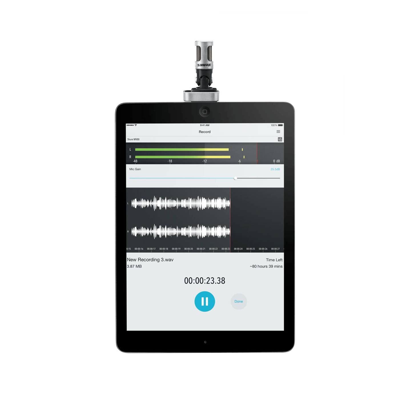 Shure MV88 (2015) iOS Digital Stereo Condenser Microphone for iPhone iPad