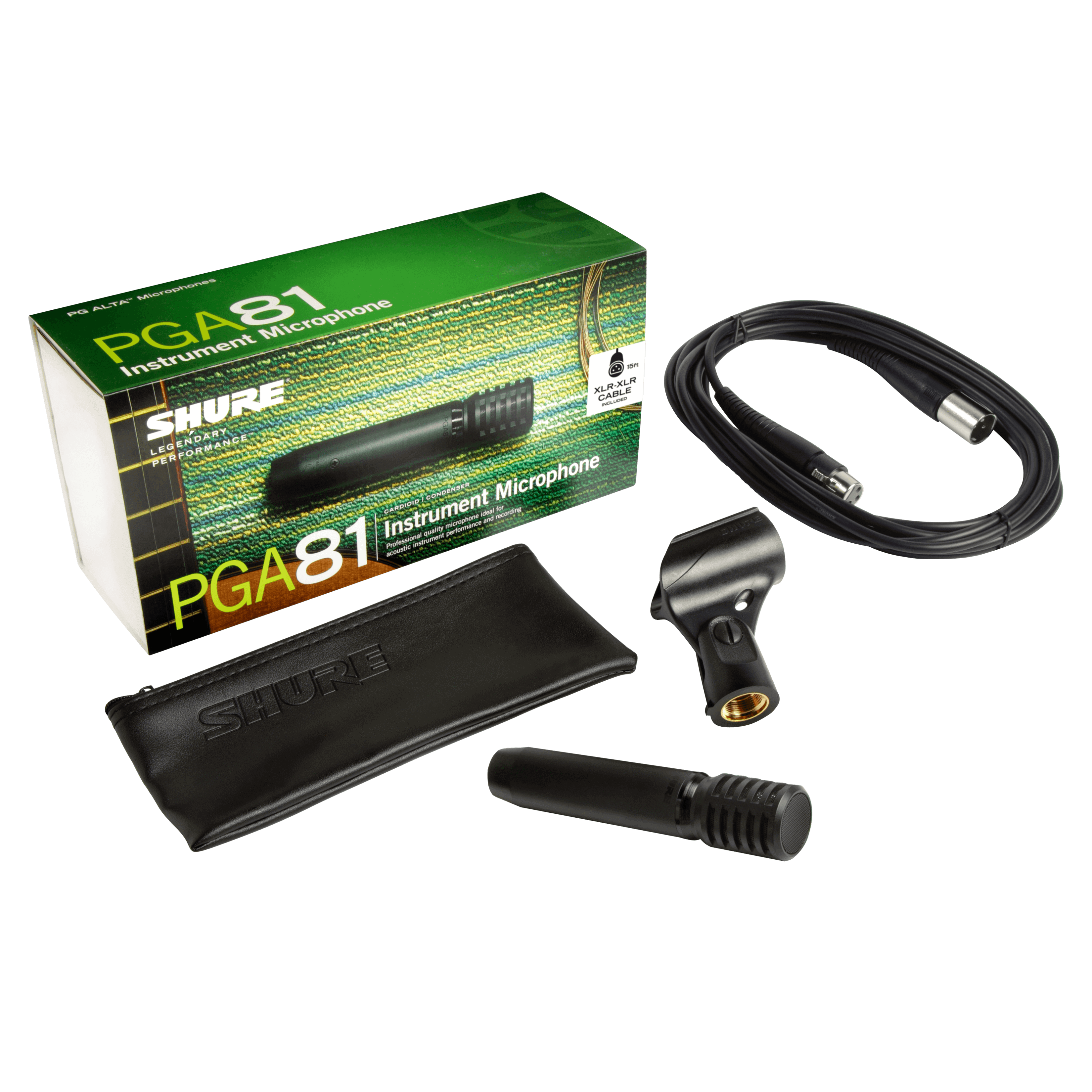 Shure PGA81 Cardioid Condenser Instrument Microphone for Acoustic Performance & Recording