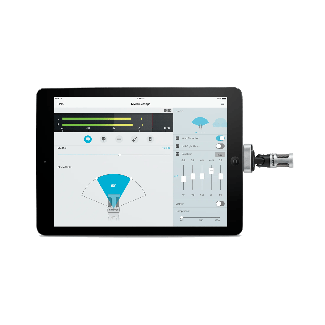 Shure MV88 (2015) iOS Digital Stereo Condenser Microphone for iPhone iPad
