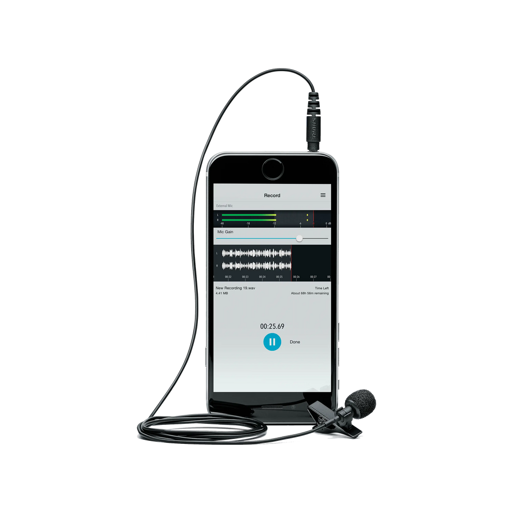 Shure MVL Omnidirectional Condenser Lavalier Microphone for Smartphones and Tablets