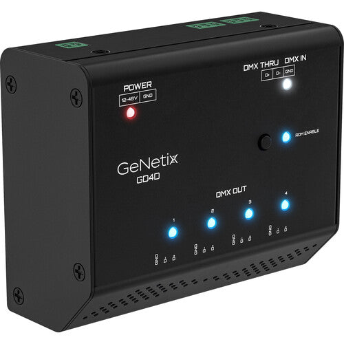 GeNetix GD4D 4-Port DIN Rail Mountable RDM DMX Splitter