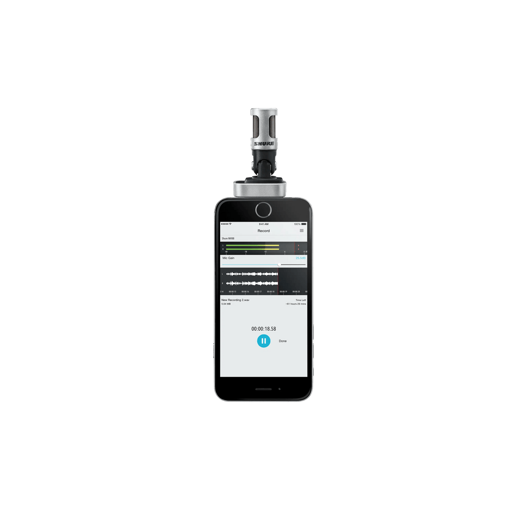Shure MV88 (2015) iOS Digital Stereo Condenser Microphone for iPhone iPad
